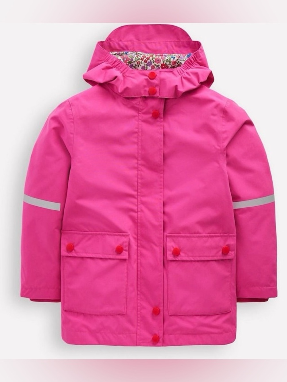 Mini Boden Girls Waterproof Fisherman's Hooded Pink Floral Jacket Sz 11-12 NWT